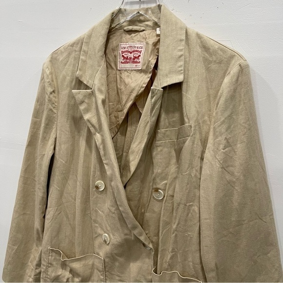 Levi’s Alexa Safari Blazer Jacker Oversized Fit Linen Cotton Cream Tan Medium - Picture 6 of 11